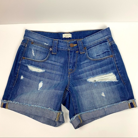 J Crew Medium Dark Wash Cuffed Denim Shorts Size 24 - Picture 12 of 12